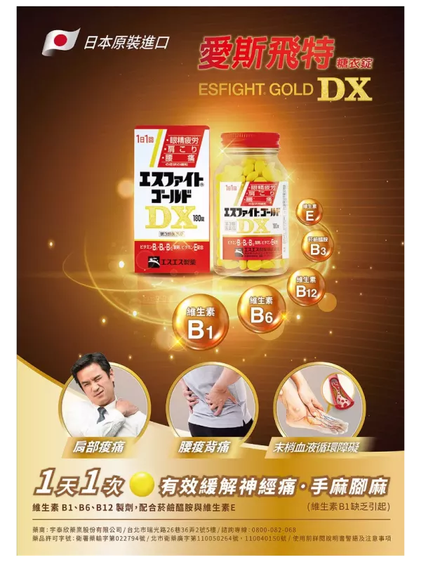 SS製藥 愛斯飛特 糖衣錠ESFIGHT GOLD DX 270粒【第3類醫藥品】